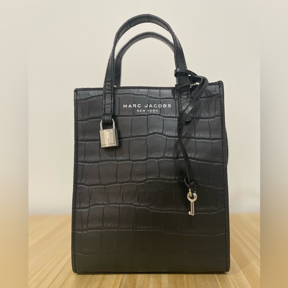 ✨Marc Jacobs The Tote Bag - Black Croc Embossed Leather - Mini